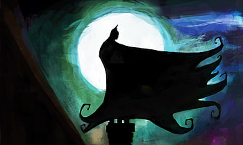 Knight of the Gotham, city, moon, Batman, art HD wallpaper
