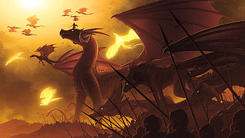 War With Dragons, dragon, artwork, artist, digital-art, fantasy, deviantart HD wallpaper
