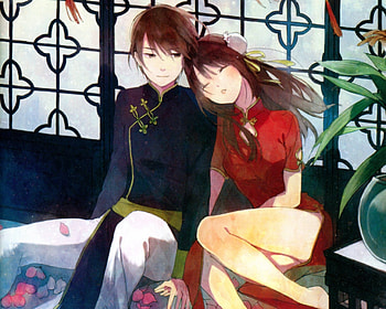 ♡ Couple ♡, lover, oriental, sleeping, long hair, nice, short hair, couple, male, female, handsome, sleep, sweet, chinese, girl, romance, cheongsam, anime girl, boy, anime, pretty, love, brown hair, romantic, lovely, guy HD wallpaper