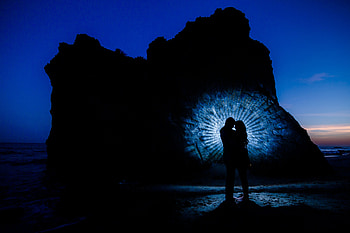 Love, Rock, Couple, Pair, Silhouettes, Island HD wallpaper
