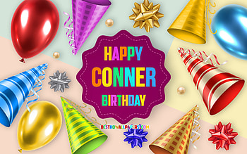 Happy Birtay Conner, , Birtay Balloon Background, Conner, creative art, Happy Conner birtay, silk bows, Conner Birtay, Birtay Party Background HD wallpaper