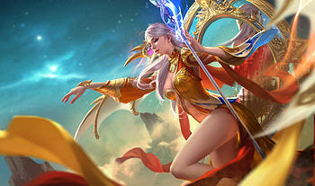 Goddess, blue, fantasy, li miao, red, girl, luminos, orange HD wallpaper