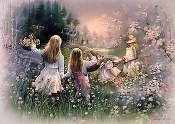 Beautiful Painting, Painting, Nature, Girls, Art HD wallpaper
