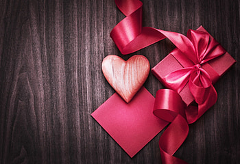 With Love, San Valentino, background, holiday, rose-colored, tape, box, heart, San Valentino of Valentin, souvenir HD wallpaper