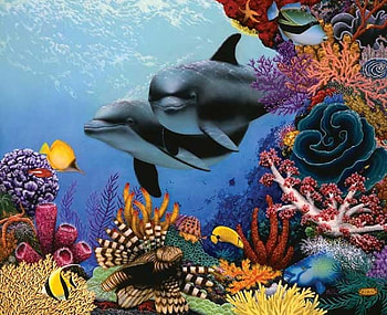 SEA GEMS, sea, dolphins, gems, ocean HD wallpaper