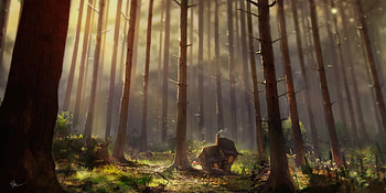 Little House In Forest, forest, artist, artwork, digital-art HD wallpaper