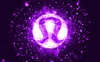 Lululemon Athletica violet logo, , violet neon lights, creative, violet abstract background, Lululemon Athletica logo, brands, Lululemon Athletica HD wallpaper