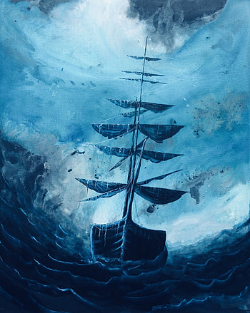 Ghost Ship, Shadowsail painting, Ghostly vessel, Enigmatic landscape HD phone wallpaper