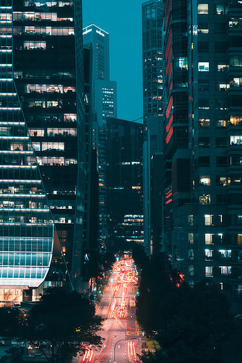 Cities, Building, Lights, View From Above, Road, Night City, Street HD phone wallpaper