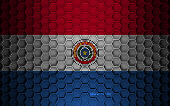 Paraguay flag, 3d hexagons texture, Paraguay, 3d texture, Paraguay 3d flag, metal texture, flag of Paraguay HD wallpaper