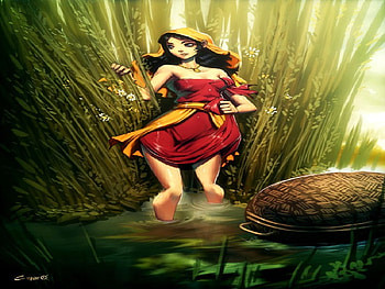 Fantasy, a, female, red HD wallpaper