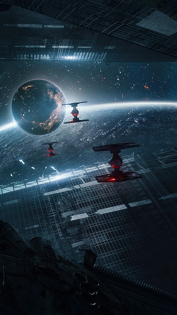 TIE Squadron: Orbital Patrol Over Distant Planet — Sci‑Fi , space, planet, TIE Fighter, spaceship, Sci Fi, Star Wars HD phone wallpaper
