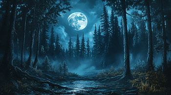 Moonlit Forest: A Stunning Ultra, moon, night, moonlit forest, forest, moonlight HD wallpaper