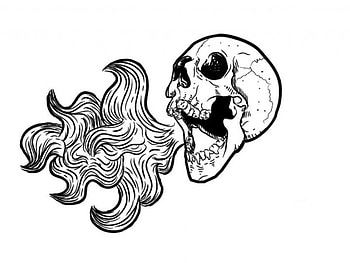 Flame'n Skull , skull, fire, drawing HD wallpaper