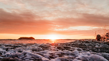 Ocean Sunset With Waves, ocean, sunset, waves, sky, nature HD wallpaper