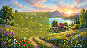 June 2026 Meadow Calendar | June 2026 Cottage Calendar | June 2026 Scenic, June 2026 Calendar HD wallpaper