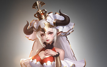 Fantasy girl, face, zhang li, girl, horns, fantasy HD wallpaper