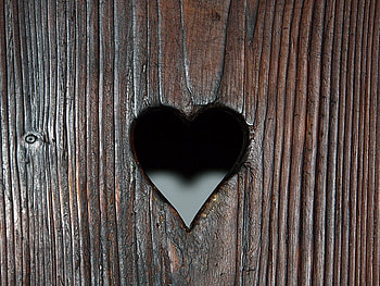 A Heart to Peek Through, brown, heart, wood, hole HD wallpaper