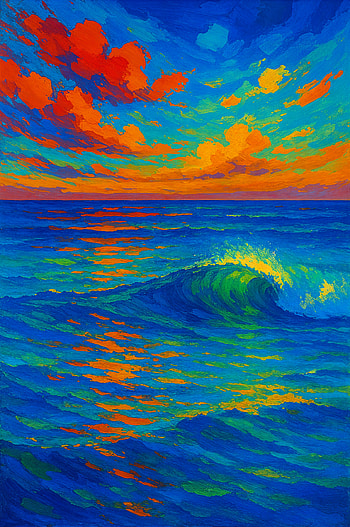 Neon Ocean Dream | Sunset Surge | Tropical Tide | Aurora Wave | Coral Sky Wave, ocean, wave, sky, Ocean Waves HD phone wallpaper