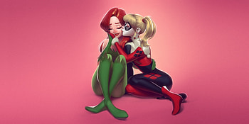 Friends, Poison Ivy, Harley Quinn, dc villains, art HD wallpaper