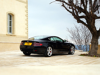 Sports, Auto, Sky, Aston Martin, Cars, Building, Wood, Tree, Side View, Style, Db9, 2006 HD wallpaper