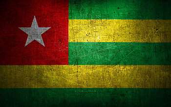 Togolese metal flag, grunge art, African countries, Day of Togo, national symbols, Togo flag, metal flags, Flag of Togo, Africa, Togolese flag, Togo HD wallpaper