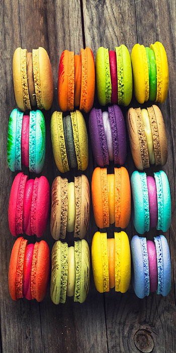 Cake and macaron , Sweet and indulgent, Dessert-themed background, Delicate pastries HD phone wallpaper