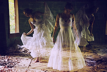 She haunts me, white, abstract, ghost, fantasy, haunts, dress HD wallpaper