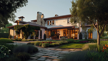 Luxury Estate Sunset Ambiance - Home, luxury home, house, architecture, garden HD wallpaper