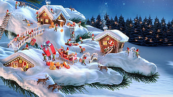 Mini Christmas Land, winter, land, tree, Mini, pine, fantasy, magical, snow, christmas, forest HD wallpaper