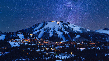 Snow Capped Park City Utah Usa, nature, sky, mountains, mountain, stars, snow HD wallpaper