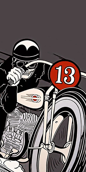 Crazy Number 13, Harley Davidson, skeleton, race, racer, crazymc, mc, motorcycles, skull, highway, still ridin HD phone wallpaper