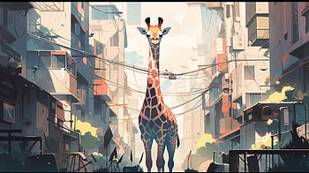 Giraffe Urban Oasis, Animal, giraffe HD wallpaper