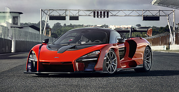 Sports car, on-track, McLaren Senna, delta red, 2018 HD wallpaper