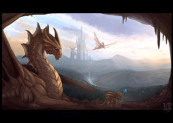 Brass, dragon, world, sky, light HD wallpaper