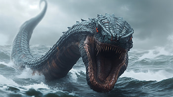 Epic Sea Serpent: Fantasy, sea serpent, dragon, sea monster, ocean, leviathan HD wallpaper