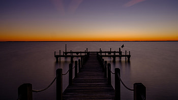 Sunset, Pier, Wood, Dock, Sea, Horizon, Twilight, Dark, Background, Reflection, Sky Dark Background HD wallpaper