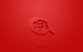 Orli Znojmo, creative 3D logo, red background, ICE Hockey League, 3d emblem, Austrian Hockey Club, Znojmo, Austria, 3d art, hockey, Orli Znojmo 3d logo HD wallpaper