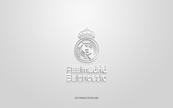 Real Madrid Baloncesto, creative 3D logo, white background, Spanish basketball team, Liga ACB, Madrid, Spain, 3d art, basketball, Real Madrid Baloncesto 3d logo HD wallpaper