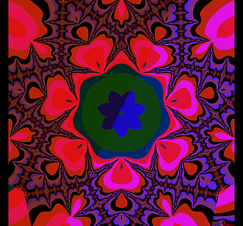 Party mandala, color, mandala, roy, party, red-pink, fractal HD wallpaper