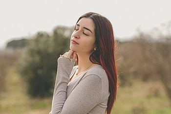 Redhead Girl Closed Eyes Outdoor , redhead, girls, model HD wallpaper