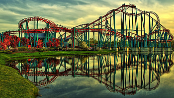 Roller coaster, Amusement park, Adventure ride, Summer excitement HD wallpaper