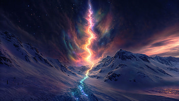 Rainbow Glacier, rainbow, glacier, snow, sky, artist, artwork, art, digital-art, ai, deviantart HD wallpaper
