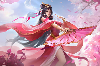 Beautiful woman, tradition dress, blossom, anime HD wallpaper