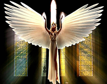 Up Lifting, stained glass, angel, sunlight, windows HD wallpaper