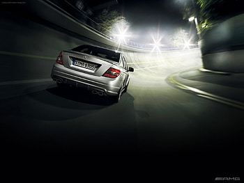 Mercedes, night, running, car, speed, sportcar, fast, , road HD wallpaper