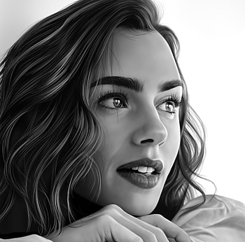 Lily Collins, portrait, face, bw, girl, jinsung lim, actress, black, white, art HD wallpaper