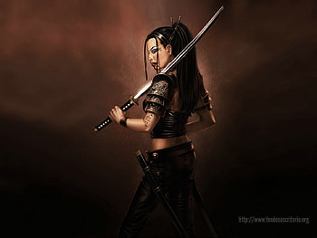 Samurai Girl, girl, katana, abstract, samurai HD wallpaper