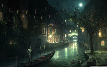 Landscape, Cities, Night, , Boats, Venice HD wallpaper