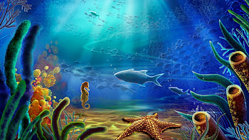 Cartoon art vector color ocean underwater | . HD wallpaper